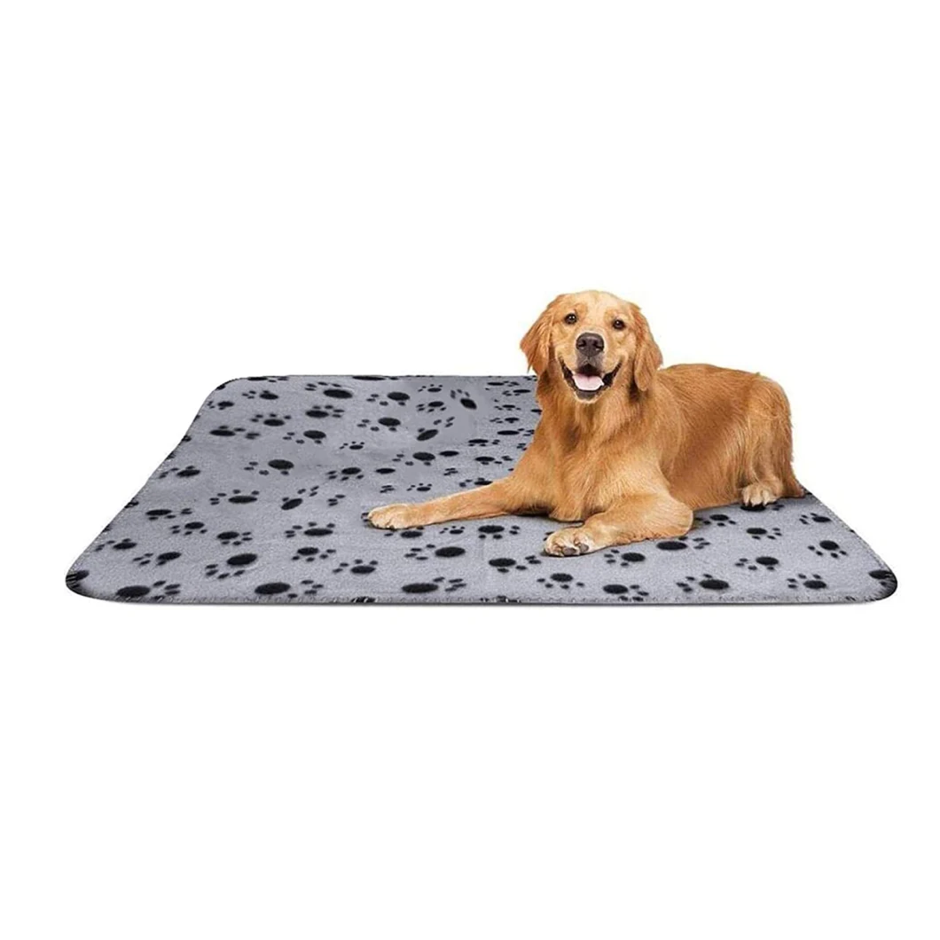 Electomania Puppy Blanket Cushion Dog Cat Fleece Blankets Pet Sleep Mat Pad Bed Cover Paw Print Kitten Soft Warm Blanket Animals (Grey, Medium)