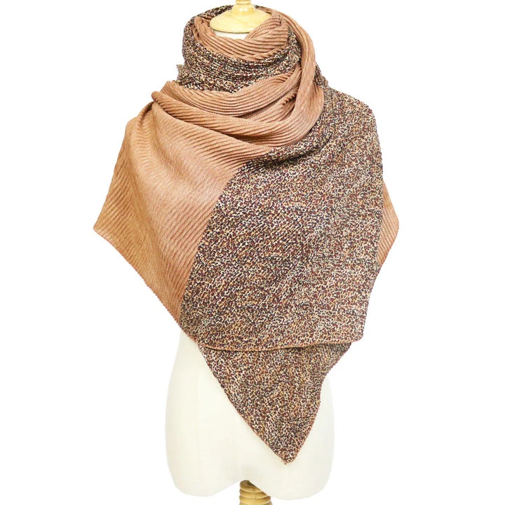 Twill Cotton Wrinkled Hijab Autumn Leopard Print Muffler Pleated Warm Muslim Wrap Lady&prime;s Shawl
