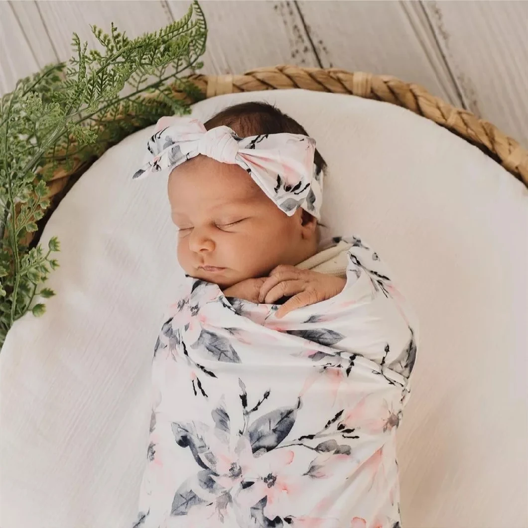 Digital Print 70% Bamboo 30% Organic Cotton Newborn Swaddle Wrap Receiving Blanket Baby Muslin Swaddle Blankets Custom