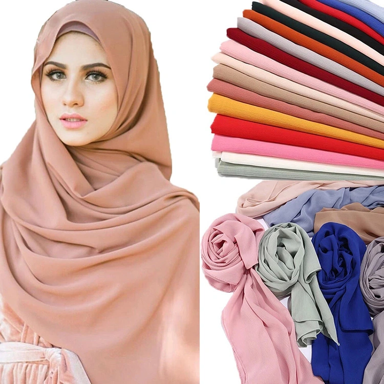 Long Scarves Crinkle Bubble Chiffon Muslim Women Hijab Shawl