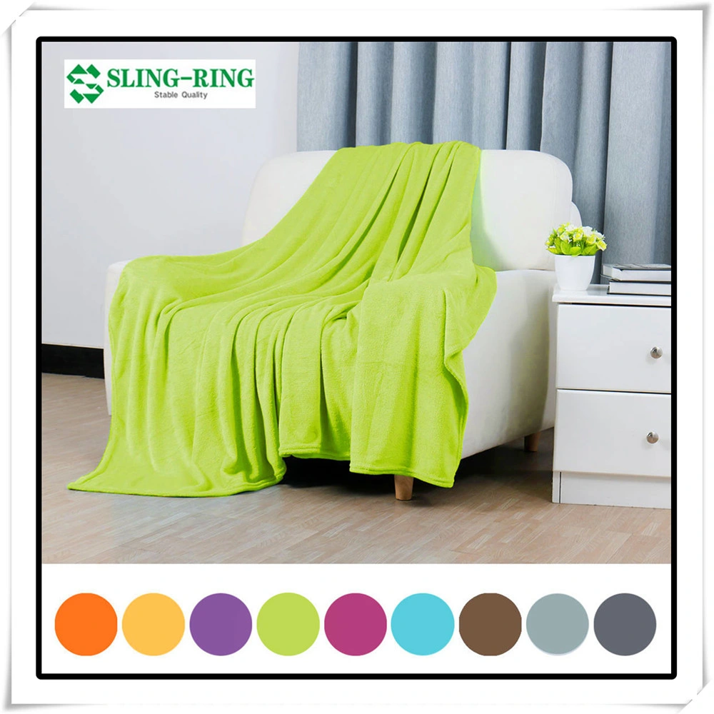 Wholesale Flannel Fleece Blanket Twin Size Yellow Receiving Throw Blanket for Bed Lightweight Super Soft Flannel Blanket