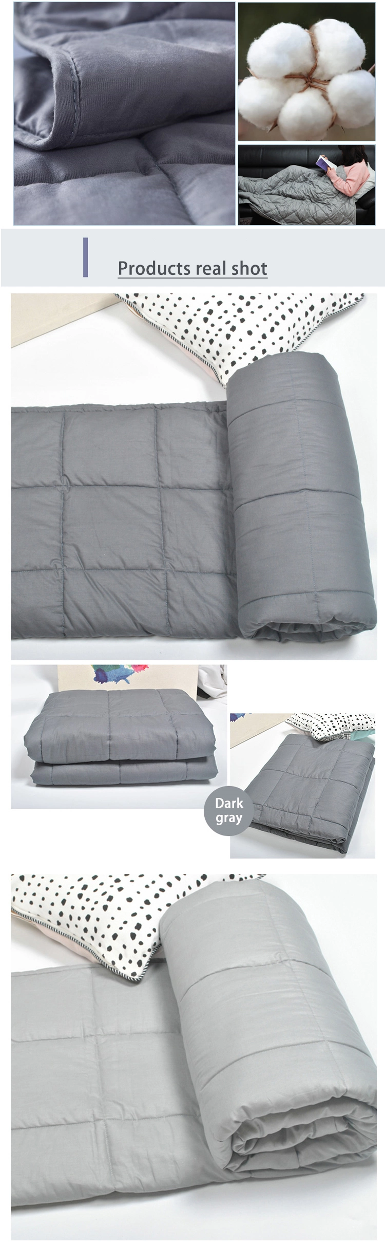 Custom Bamboo Cooling Copper Ions Reduce Pressure Glass Bead Big Hotel Weighted Heavy Blanket