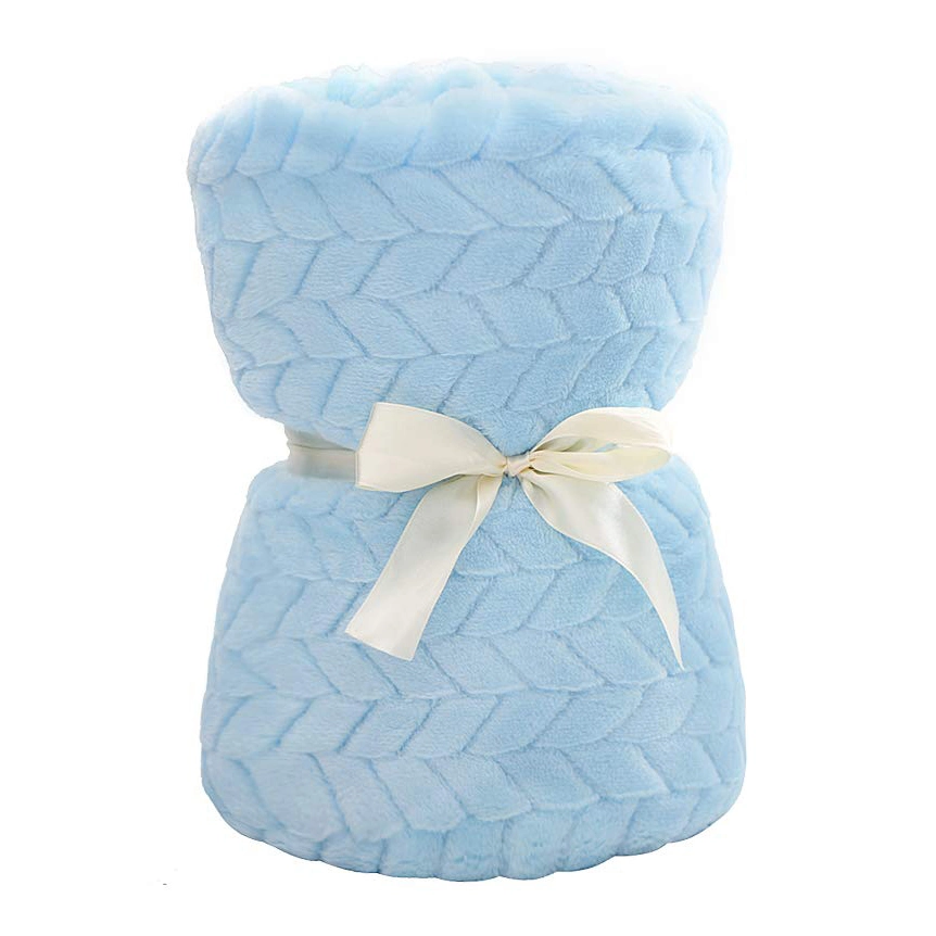 Personalized Plush Warm Striped Flannel Baby Receiving Blankets