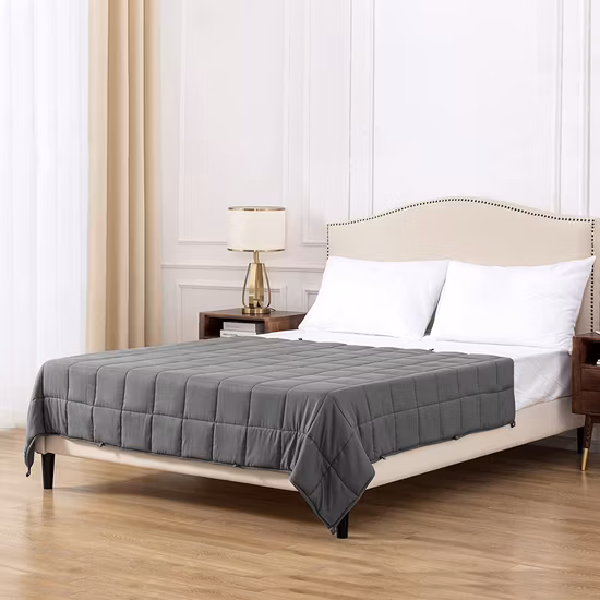 Sample Customization Minky Double Layered Weighted Blanket Cotton Cover Custom Grey Color Soft Weighted Blanket