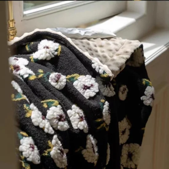 Jacquard Flower Shu Velvet Fleece Blanket of Bedding Pet Throw Hometextile
