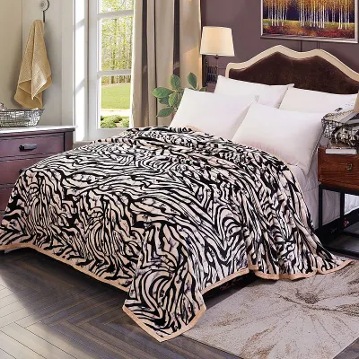 Zebra Strip Reversible Microfiber Thick Flannel Fleece Throw Warm Blanket